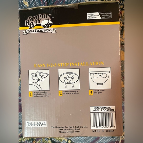 Hampton Bay Polished Brass & Glass Ceiling Fixture #384-894 Home Lighting - Picture 3 of 6